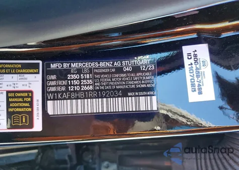 2024 Mercedes-Benz C 43 Amg from USA, damaged, VIN W1KAF8HB1RR192034